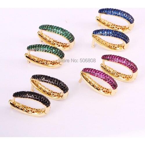 ZYZ-9686 Gold Color U Shape Hoop Earrings For Women Luxury Mix Color Paved Zircon CZ Earrings