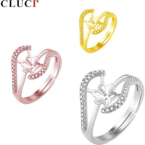 CLUCI 925 Sterling Silver Women Engagement Wedding Party Ring Jewelry Clear Zircons Authentic 925 Sterling Silver Gift SR2113SB