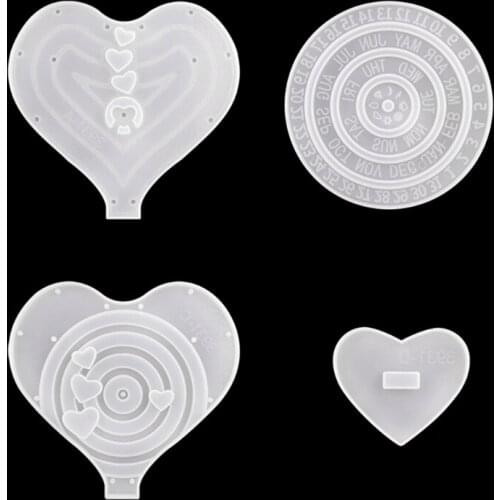 1 Set Moon/Love Heart Calendar Epoxy Resin Molds Hanging Calendar Silicone Mould