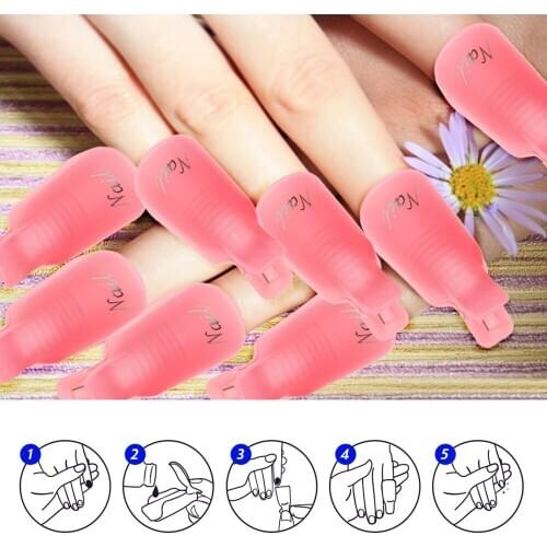 Gel Nail Polish Remover Kit 10 Pcs Nail Clips Caps 2 Pcs Nail File Cuticle Pusher Nail Brush Push Down Pump Dispenser Bottle