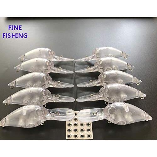 10pcs Unpainted Crank Bait Fishing Lure Body 3Inch 3/10OZ Blank Lures 8007
