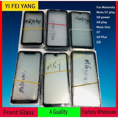 10Pcs Front Outer Screen Glass Lens With OCA For Motorola Moto G9 Plus G8 Power G7 Play One Replacement Screen LCD Panel