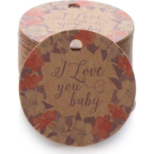 100Pcs Thank you Paper Label Gift Tag Garment Hang Tag Party Cards Cake Flower Price DIY Wedding Birthday Gift Wrapping Supply