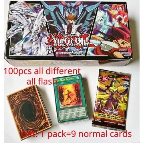 100pcs all different all Flash laser card Trading Battle rare flashcard game Kid Gift Toy yu-gi-oh Game Collection Cards