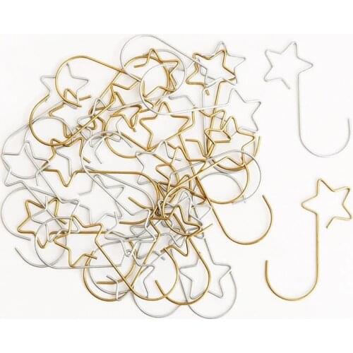 20pcs/lot Christmas Hook Wreath Hooks Christmas Tree Hanging Pendant Ornament Metal Star Decorations Hook Xmas Home Decor