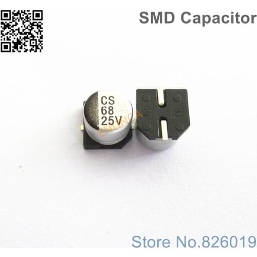 200pcs/lot 25v 68uf SMD Aluminum Electrolytic Capacitors size 6.3*5.4 68uf 25v
