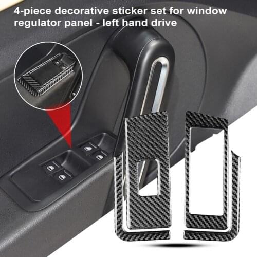 4Pcs Panel Trim Cover Decorative Heat-resistant Car Window Lift Switch Panel Trim Sticker for Volkswagen Beetle 2012-2019 Left D