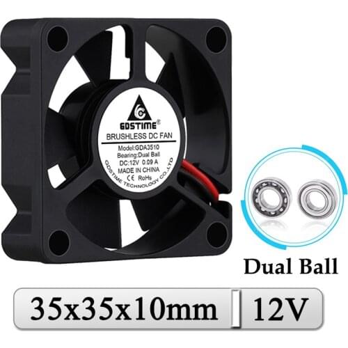 5Pcs Gdstime DC 12V Fan 35MMx10MM Dual Ball Axial Brushless Cooler Fan 3510 35mm 3D Printer Laptop Micro Brushless Cooling Fan