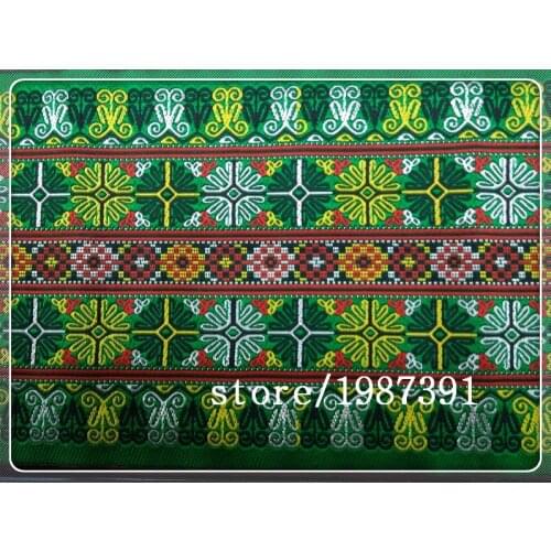 5yard/lot Woven Jacquard Ribbon 16cm green flowers pattern LS-4854