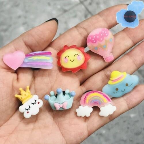 50pcs Wholesale Resin Crown Cloud Children Garden Shoes Accessories Shoe Decorations Fit Backpack Croc Jibz Charm