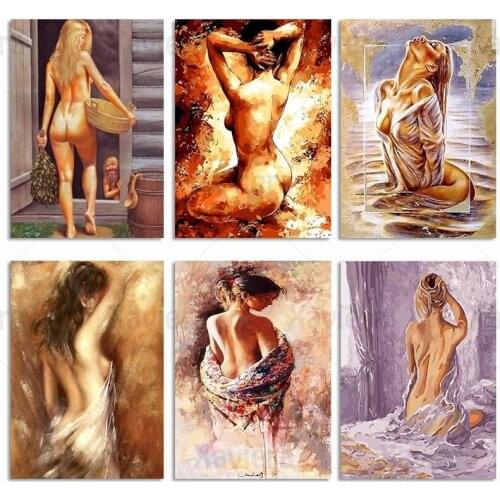 5D DIY Diamond Painting Portrait Sexy Woman Full Diamond Embroidery Cross Stitch Mosaic Painting Nude Art Needlework Home Decor
