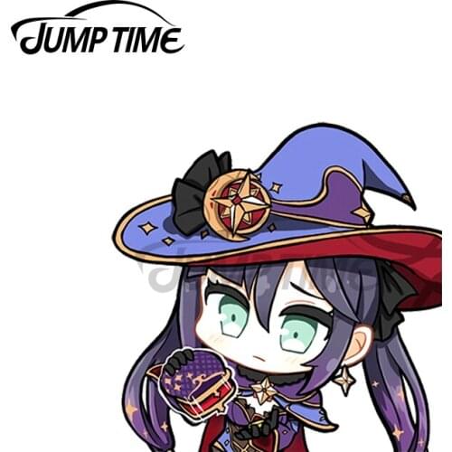 JumpTime 13 x6cm For Peeking Monano Mora Genshin Impact Decal wINDOWS Personality Car Stickers Windshield Cartoon Vinyl Car Wrap