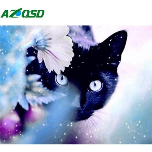 AZQSD Paint By Number Canvas Painting Kits Animal Handpainted Gift DIY Unframe Coloring By Numbers Cat Decor For Home