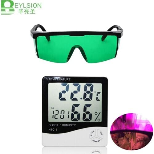 BEYLSION Digital Temperature Humidity monitor Grow Tent Box Glass UV Polarizing Goggles For Eye Protect Indoor Grow Light