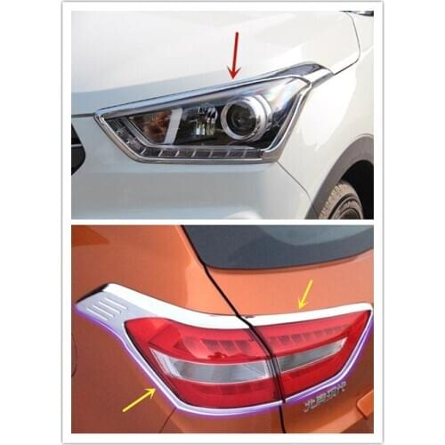 For Hyundai IX25 2014-2018 ABS chrome before headlight decorative frame rear tail light decorative frame car accessories
