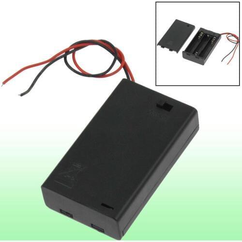 Cheap Two Wire Leads ON/OFF Switch Black 3 X 1.5V AAA Battery Holder Case W Cover