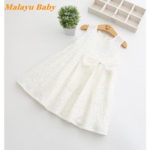 Malayu Baby Girls Princess Dress Summer Fashion Child Lace Bow Sleeveless Vestidos Birthday Party Costume Kids Clothing 2-6 Year