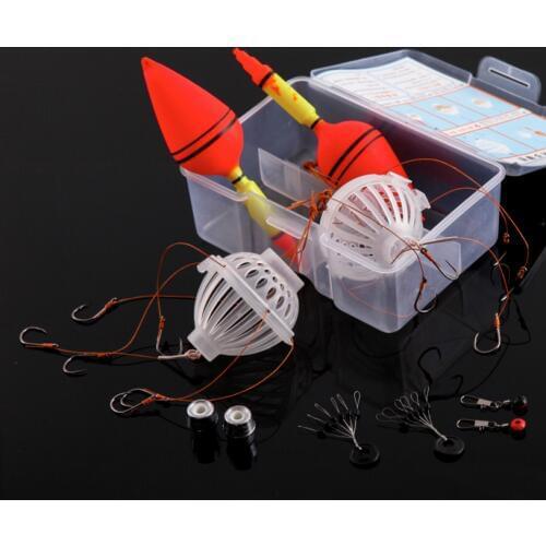 DYGYGYFZ 2pcs/set Carp Grass Chub Float Bobber Sea Monster with Six Strong Explosion Fishhooks Sinker Pin 8#-14