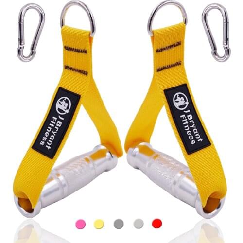 1Pair Heavy Duty Metal Gym Handle Grip with Hook D-Ring for Cable Machine Resistance Bands Pull Down Home Fitness Equipment