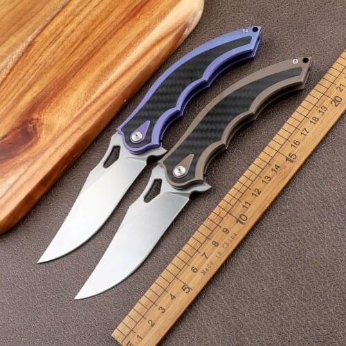 Pocket Wing Claw Folding M390 Steel TC4 Titanium + Carbon Fiber Handle Outdoor Camping Hunting EDC Tool Kitchen Fruit Knife