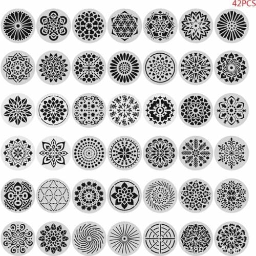 42pcs Round Mandala Painting Templates Stencils for DIY Rock Scrapbook Embossing
