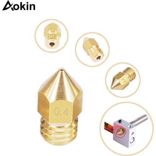 5pcs/lot V5 V6 Brass Nozzle for 3D printer 0.2/0.3/0.4/0.5/0.6/0.8/1.0 mm Copper Threaded Extruder 3d printer Parts 1.75/3mm