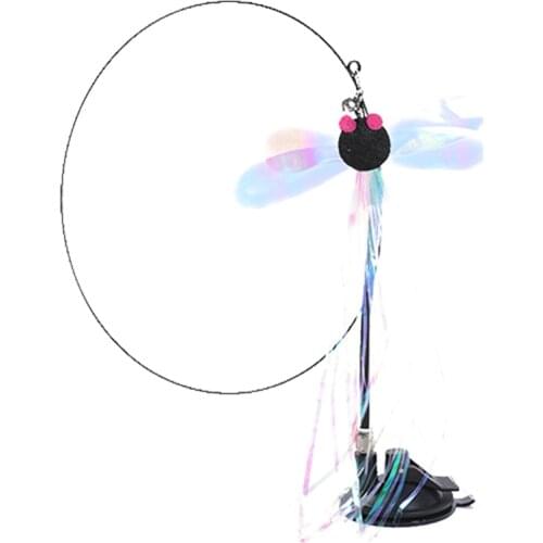 MADDEN Suction Cups Funny Cat Sticks Fishing Rod Interactive Cats Toy Elastic Teaser Kitten Wands With Feather Bell Cat Teaser