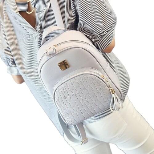 2021 Fashion Women Backpack PU Leather Schoolbag for Teenager Girls Female Preppy Style Solid Small Backpack School Travel Pack