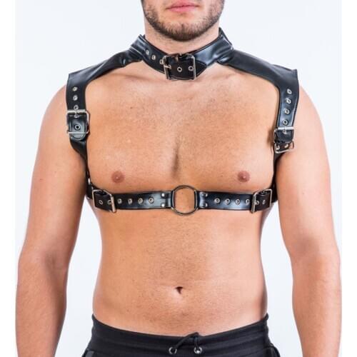 Male Leather Tops Sexual Chest Harness Belts Strap Feisth Men BDSM Body Bondage Harness Clothing Rave Gay Costumes for Sex