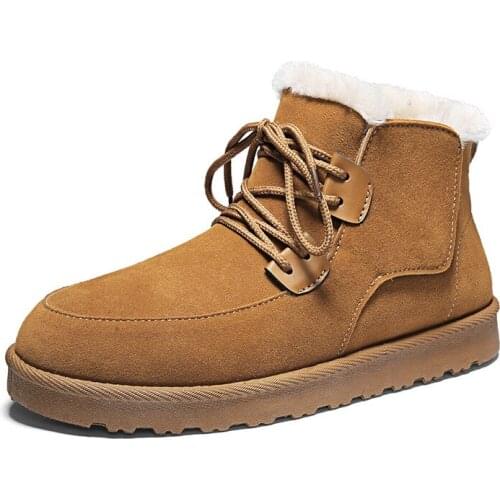 2021 Winter New Fashion Snow Boots for Man Round Toe Plush Thickening Flat Street Style Boots with Platform Non-slip for Daily