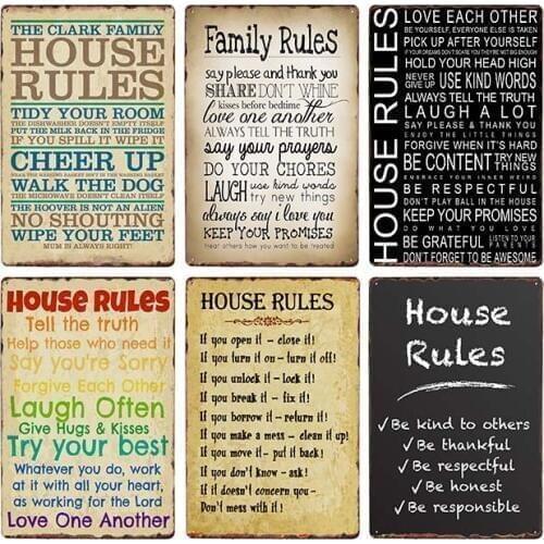 House Rules Russian Metal Signs Vintage Plaque Wall Poster Retro Bar Decoration Pub Decorative Home Decor 20x30cm