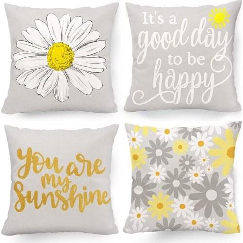 Throw Pillow Covers,Sunflower Room Decor for Living Room Couch Cushion Bed Indoor Outdoor Yellow and Gray Home Decors