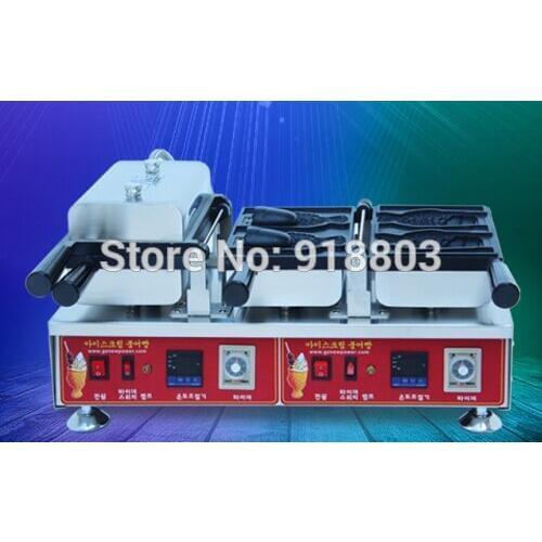 New 11.5x8cm 4pcs Commercial Use Non-stick 110v 220v Electric Digital Ice Cream Taiyaki Fish Waffle Maker Machine Baker Iron