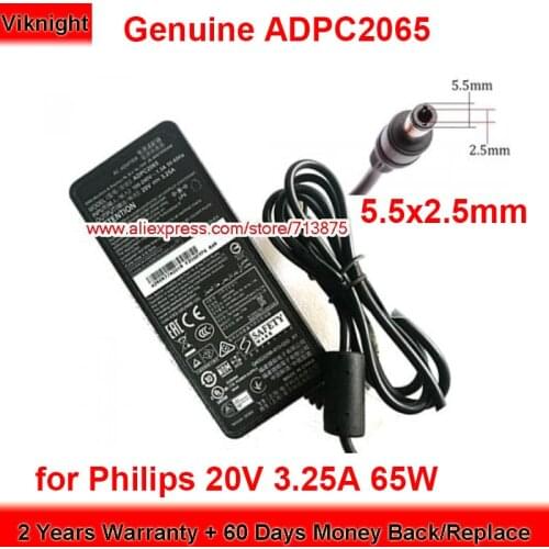 Genuine ADPC2065 65W Charger 20V 3.25A AC Adapter for Philips 278E8Q 278M6F 276E8F 278E1 272M7C 279X6Q