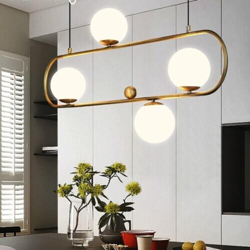 Postmodern restaurant magic bean pendant light creative bar dining room lamp glass ball Loft Cafe Led geometric lamp LB12288