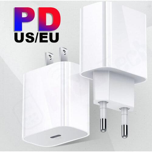 EU Plug 18W PD Fast Charging USB C Port Type C Wall Adapter Charger for Apple iPhone 6 6+ 7 7+ 8 8+ X XR XS 11 12 13 Pro Max