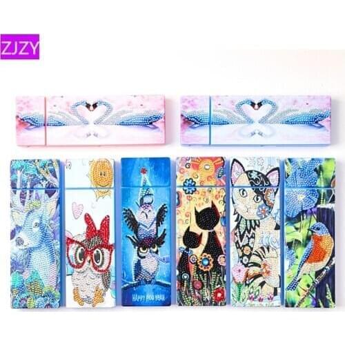 DIY Special Shaped Diamond Painting 2 Grids Stationery Pencil Box Rhinestones 5D Diamond Embroidery Animal Storage Case Gift