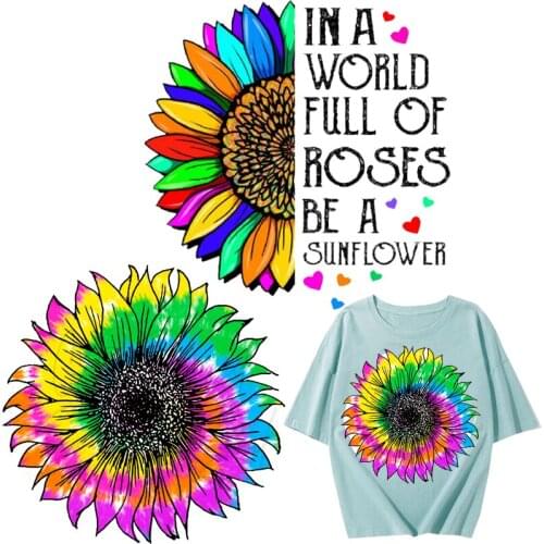 Sunflower Patches Flower Thermal Stickers on Clothes Fabric Iron-on Transfers for Clothing Thermoadhesive Patch Diy Art Applique