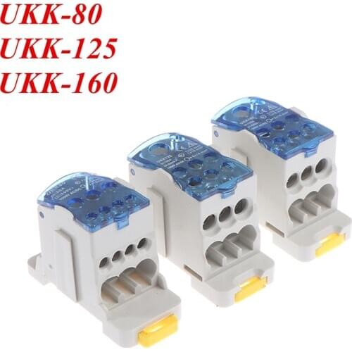 UKK 80A/125A/160A 1 In Multiple-out Distribution Box Din Rail Terminal Junction