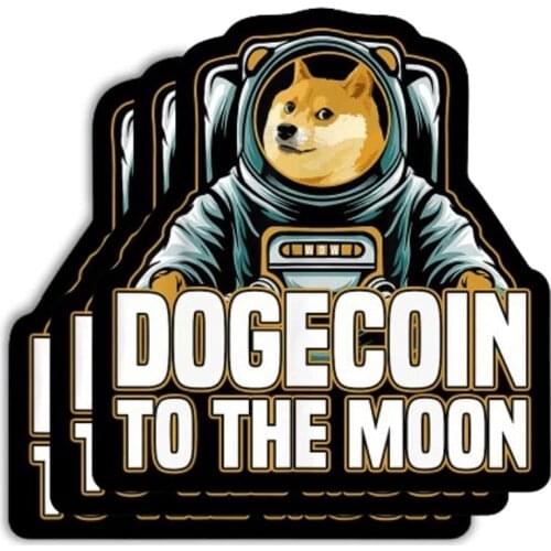 Dogecoin Astronaut Suit Premium Vinyl Sticker Decal (Pack of 3) for Fans of Dogecoin, Crypto, Blockchain, Bitcoin, Ethereum