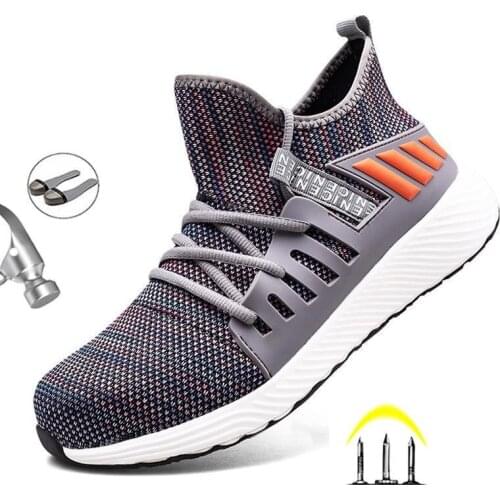 Anti-smashing Work Safety Shoes safe sneakers knit knitted anti-piercing man Men male female women lady soft Steel Toe footwear