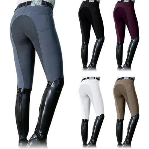 Ele-choices Hot Sale Women Autumn Winter Fashion High Waist Elastic Equestrian Pants Horse Racing Skinny Trousers For Daily Spor