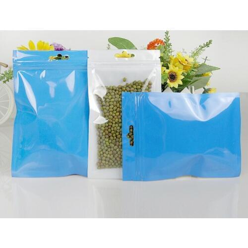 100Pcs/Lot Retail Blue / Clear Self Seal Zipper Plastic Storage Bag, Zip Lock Ziplock Sundries Package Pouch With Hang Hole