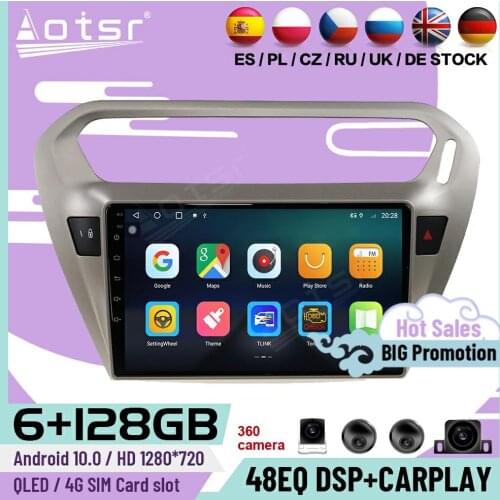 128G Carplay Multimedia Android Player For Peugeot 301 2008 2009 2010 2011 2012 2013 2014 GPS Navi Car Radio Receiver Head Unit