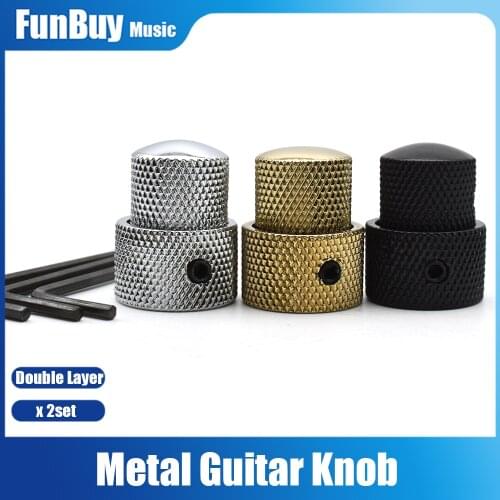 2Set Dual Concentric Stacked Control Knobs for Electric Bass Guitars Dual Concentric Knobs Gold / Sliver / Black Color