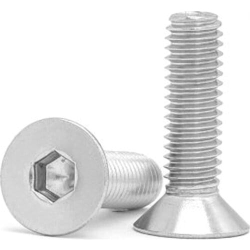 21pcs M5 304 stainless steel Allen countersunk screws hex socket flat head screw mechanical fasten bolt DIN7991 6mm-40mm long