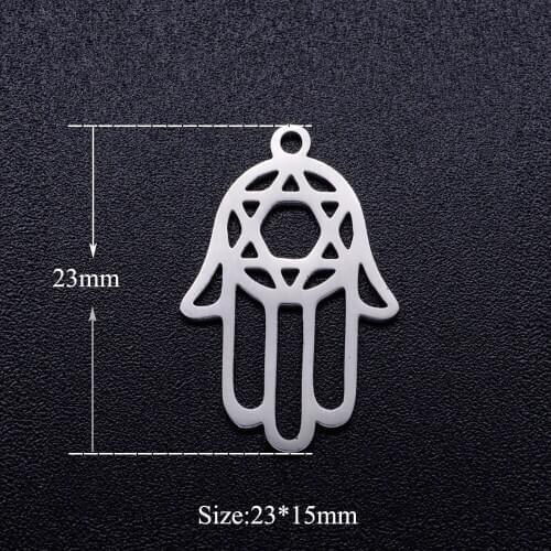 5pcs/lot Hamsa Hand Star of David Stainless Steel DIY Charms Wholesale Never Rust DIY Pendants for Necklace Making
