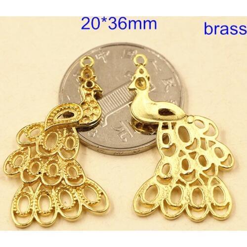 Free Shipping- 8 pcs Brass Phoenix Bird Pendant,20*36mm Brass Casting Crafted Bird Charms,Raw Brass Bird,DIY Jewel Accessories