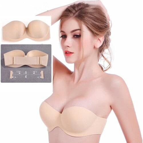 Naiveroo Strapless Bras Seamless Invisible Bra 1/2 Cup Push Up Soft Women Ladies Dress Wedding Party Underwear