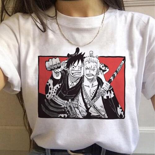 One Piece T Shirts Anime Print Women Cartoons Shirts for Summer Kawaii Teens Short Sleeve T-shirt Casual Clothes Aesthetic Tees